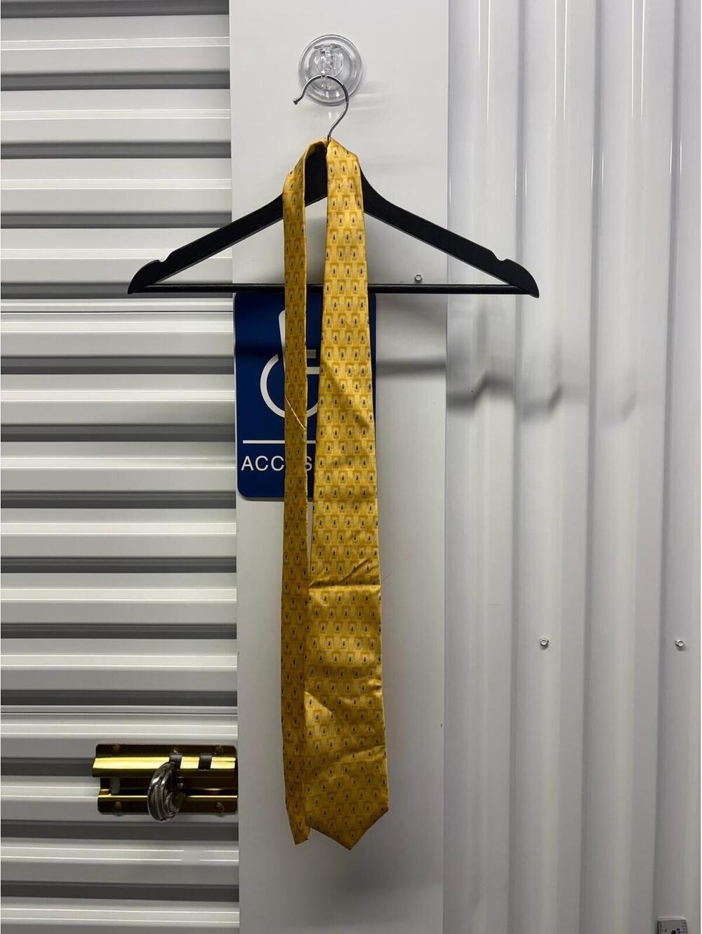 Arrow Arrow Imported Silk Tie Gold Blue Geometric Rectangle Pattern
